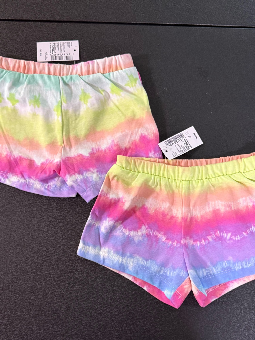 Twin girls set NWT The Children's Place Rainbow Tie-Dye Shorts - 18-24m